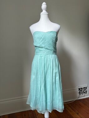 LE CHATEAU Vintage Blue Silk Strapless Graduation Party Prom Dress Size Large